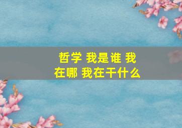 哲学 我是谁 我在哪 我在干什么